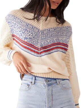 Free People Geo Party Pullover in Ivory XS